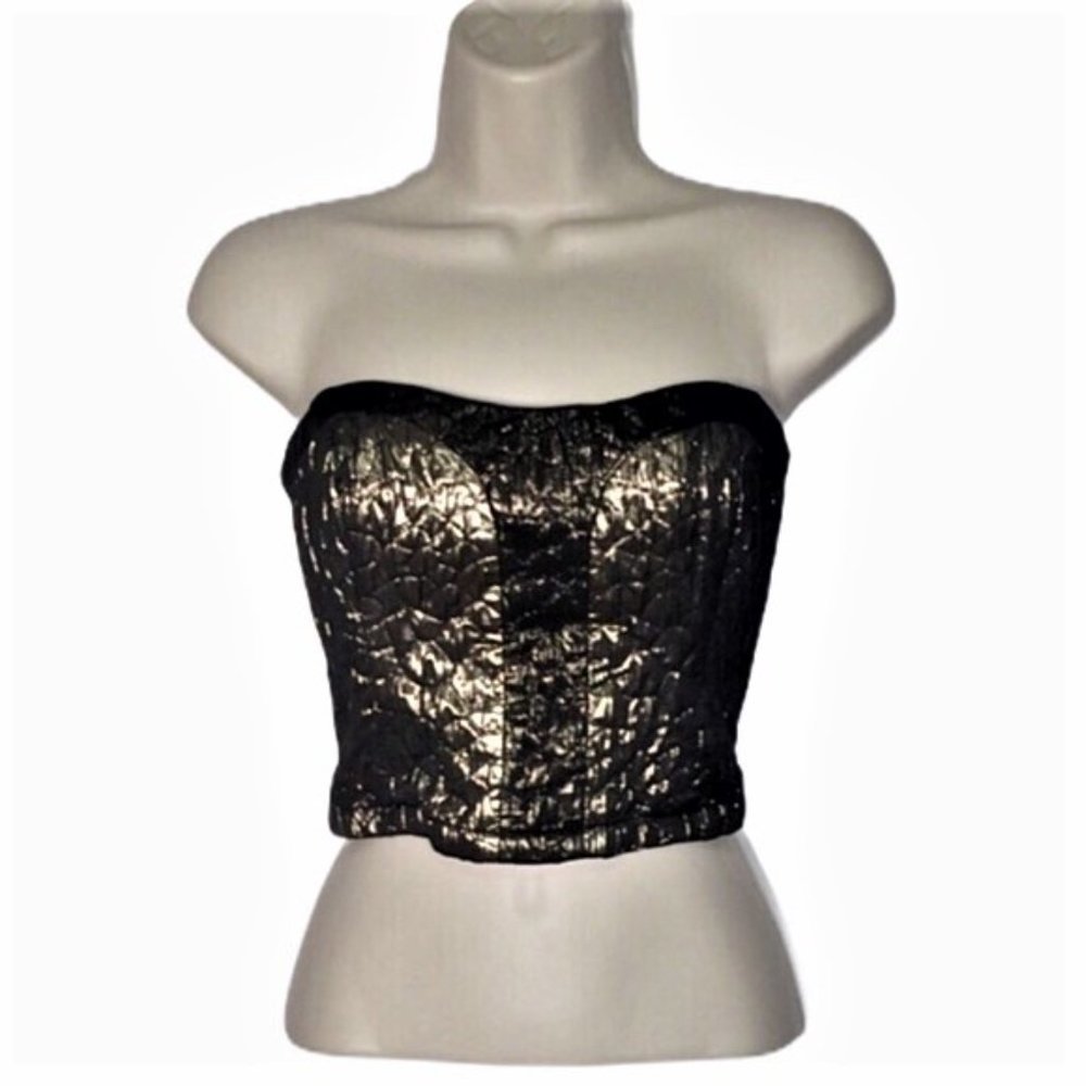 Metallic Gold Tube Top with Zip Back